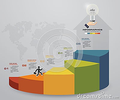 5 steps template for presentation. man walking on stairs use for Infographics design with 5 options timelines Vector Illustration