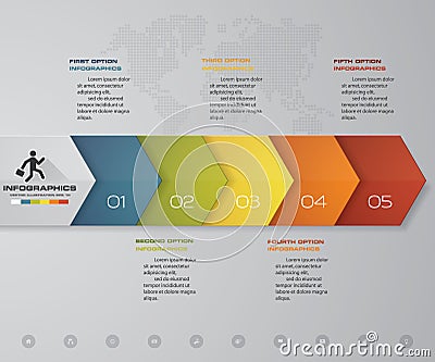 5 steps Timeline arrow infographic element. 5 steps infographic, vector banner can be used for workflow layout. Vector Illustration