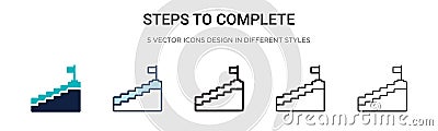 Steps to complete icon in filled, thin line, outline and stroke style. Vector illustration of two colored and black steps to Vector Illustration