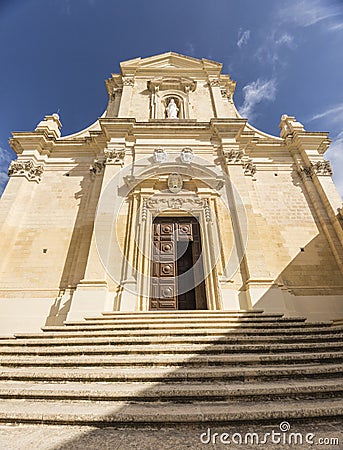 Steps to entrance to Cathedral at Citadel in Victoria on Gozo, Malta Editorial Stock Photo