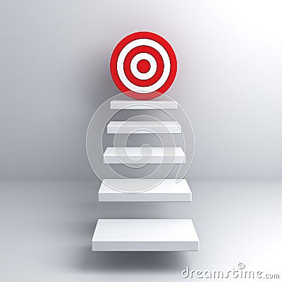 Steps to goal target business concept over white wall Stock Photo