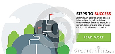 Steps to success concept. Next level, upgrade reach goal, higher and better, motivation and improvement Vector Illustration