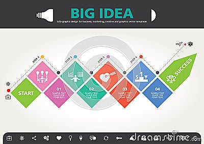 4 Steps to success template modern info graphic design Vector Illustration