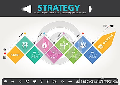 4 Steps to success template modern info graphic design Vector Illustration