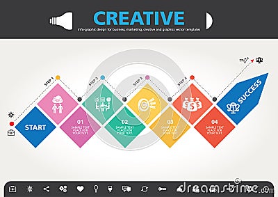 4 Steps to success template modern info graphic design Vector Illustration