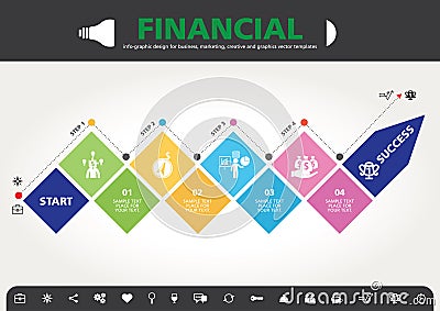 4 Steps to success template modern info graphic design Vector Illustration
