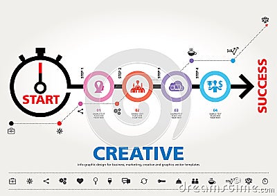 Steps to success template modern info-graphic design Vector Illustration