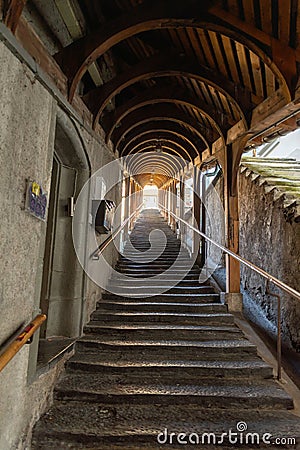 Steps through a tunnel in Thun in Switzerland Editorial Stock Photo