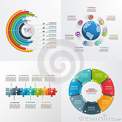 7 steps vector infographic templates. Vector Illustration