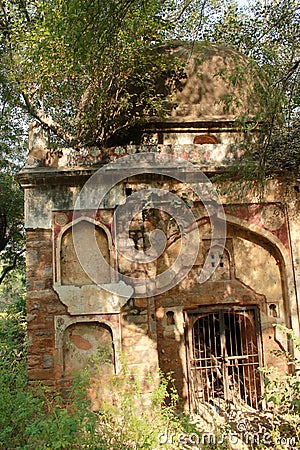 Abandoned Archaeological Village complex in Mehrauli Stock Photo