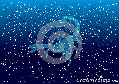 Blue Night Sky Scorpion with pattern White Stars and Dots. Vector illustration Cartoon Illustration