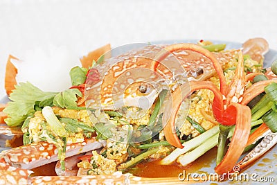 Ster fried crab with curry powder Stock Photo