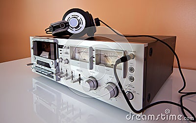 Stereo Cassette tape deck recorder player Stock Photo