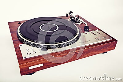 Stereo Turntable Vinyl Record Player Analog Retro Vintage Stock Photo