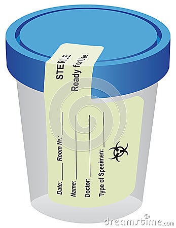 Sterile container with a label Vector Illustration