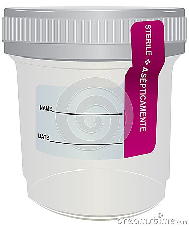 Sterile plastic container for medical analyzes Vector Illustration