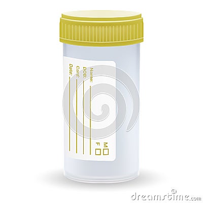 Sterile Plastic Medical Container. Blank Template Of Clear Empty Transparent Jar Vector Illustration