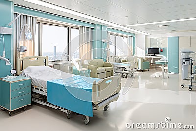 Sterile room in the clinic for the recovery of patients after major operations. Stock Photo