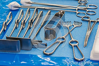 Sterile surgical cutlery Stock Photo