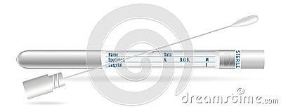 Sterile Transport SWAB. Cotton swabs in plastic tube with cap Vector Illustration