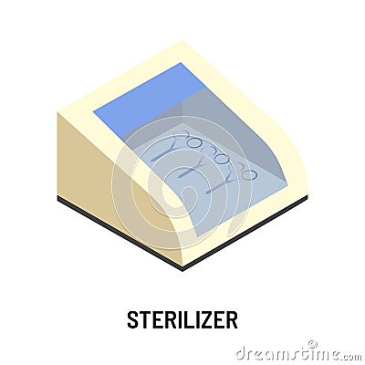 Sterilizer device or container isolated electric appliance Vector Illustration