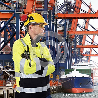 Stern looking Docker Stock Photo