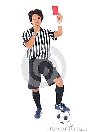 Stern referee showing red card Stock Photo