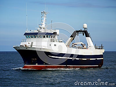 Stern Trawler Underway at Sea. Stock Photo