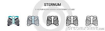 Sternum icon in filled, thin line, outline and stroke style. Vector illustration of two colored and black sternum vector icons Vector Illustration