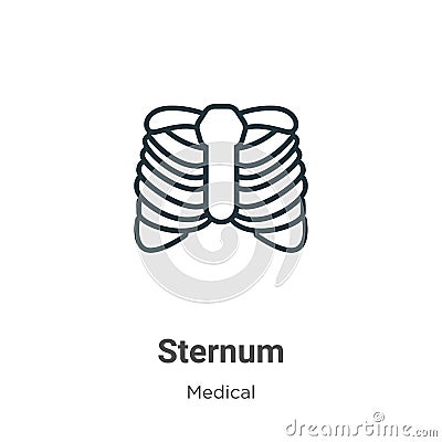 Sternum outline vector icon. Thin line black sternum icon, flat vector simple element illustration from editable medical concept Vector Illustration