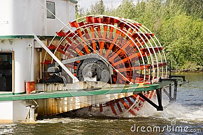 Sternwheeler Churning Moves Riverboat Paddle Steamer Vessel Down Stock Photo