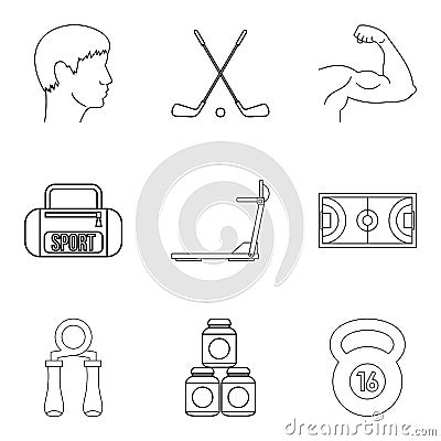 Steroid icons set, outline style Vector Illustration