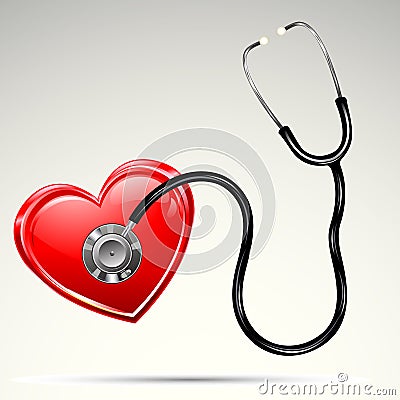 Stethescope on Heart Vector Illustration