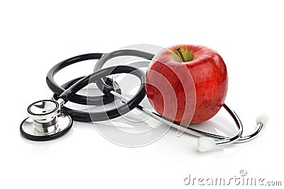 Stethoscope with apple Stock Photo