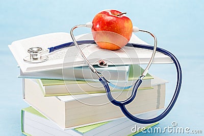 Stethoscope and apple medical healthcare Stock Photo