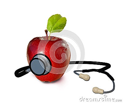 Stethoscope apple red isolated for backgroud - 3d rendering Stock Photo