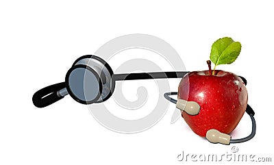 Stethoscope apple red isolated for backgroud - 3d rendering Stock Photo