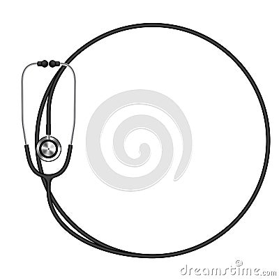 Stethoscope black color and circle shape frame made from cable Vector Illustration