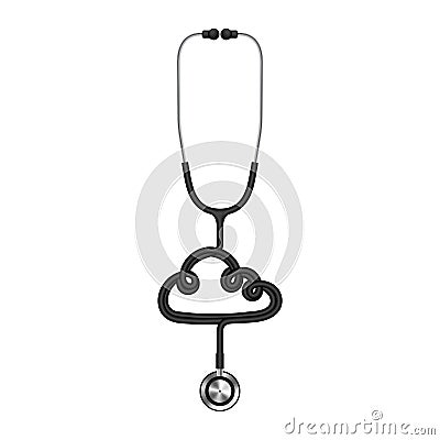 Stethoscope black color and cloud sign symbol made from cable Vector Illustration