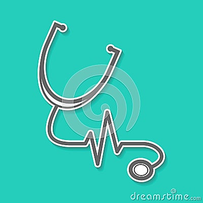 stethoscope black color icon vector on green background for Medical, Hospital, Clinical, and Healthcare applications. Can be used Stock Photo