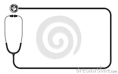 Stethoscope black color and rectangle shape frame Vector Illustration