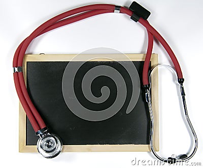 Stethoscope and blackboard Stock Photo