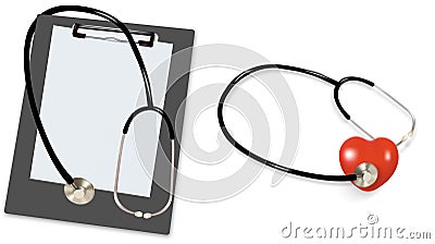 Stethoscope and blank clipboard Vector Illustration