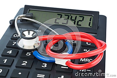 Stethoscope and calculator Stock Photo