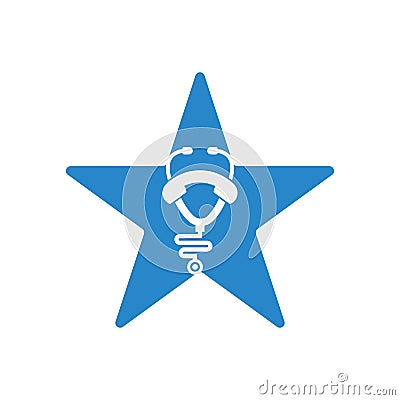 Stethoscope call star shape concept logo design icon Vector Illustration