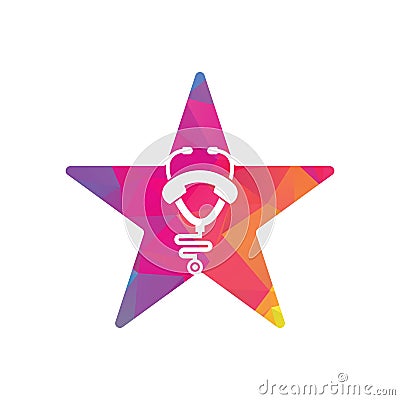 Stethoscope call star shape concept logo design icon Vector Illustration