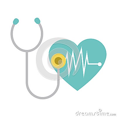 Stethoscope and cardio heart icon, colorful design Vector Illustration