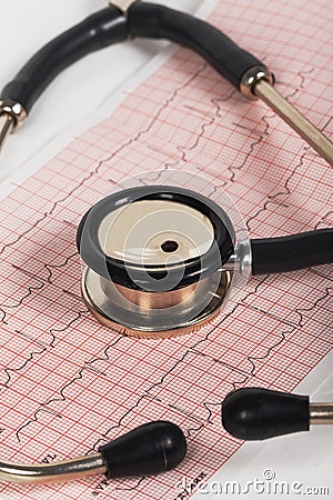 Stethoscope with cardiogram Stock Photo