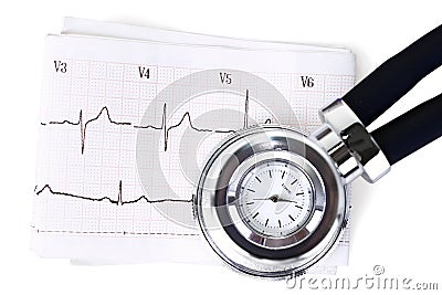 Stethoscope cardiogram Stock Photo