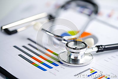 Stethoscope, Chart Graph paper, Finance, Account, Statistic, Analytic economy Business Stock Photo